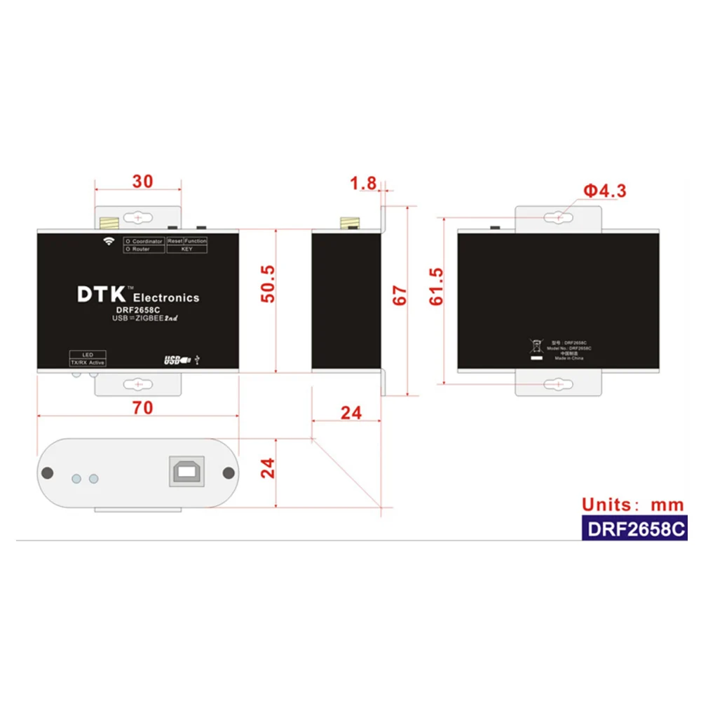 USB To ZigBee Wireless Module 1.6 km Transmission CC2630 Chip 32-Bit Dual-Core CPU Routing Transmitter