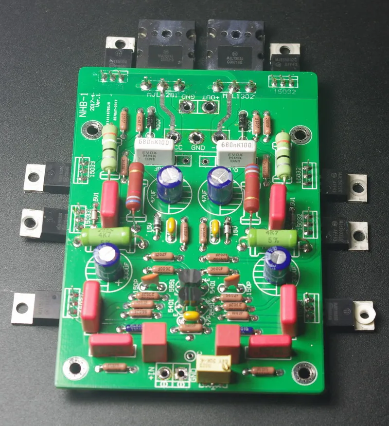 Tablero amplificador de tubo de potencia, tablero de amplificador de dartzeel NHB-108 de 2,0 canales, 2N5551/5401, MJ15032 / 15033 MJL1302 / 3281