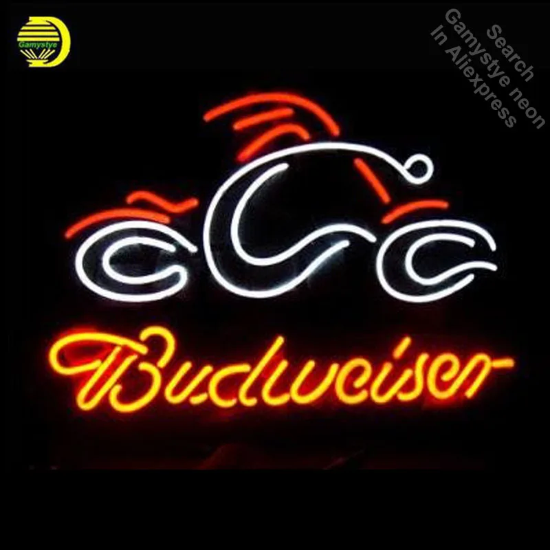 

Neon Sign for Budweise Neon Bulb sign Business Hotel Display Handmade Glass tube Energy Drink Beer Bar Pub Light metal frame