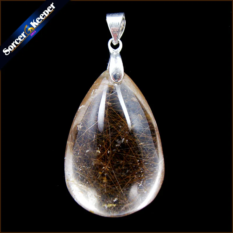 New New Natural Gold Rutilated Quartz Crystals Cabochon Setting Necklaces Pendants Stone Beads for DIY Jewelry Making IS918