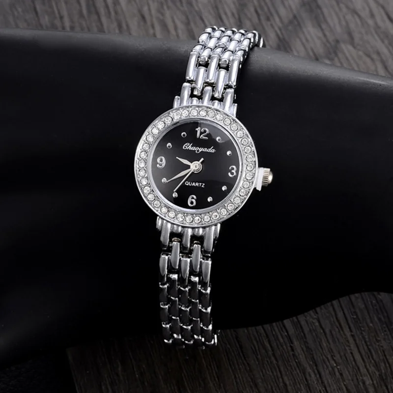 Women Rhinestone Quartz Watch Fashion New Design Female Girl Ladies Luxury Stainless Steel Black and White Wristwatches Relojes