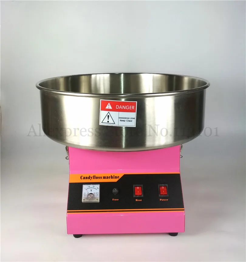 솜사탕 기계 전기 사탕 치실 메이커, 스테인레스 스틸 설탕 스쿠프, 핑크 색상, 52cm 그릇, 220V, 1030W