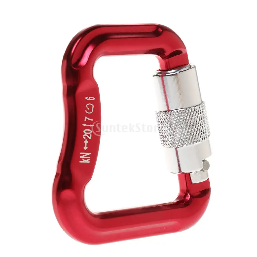 2Pcs 20KN Aluminum Alloy Paragliding Paraglider Carabiners Twist Auto Locking Hook Safety Climbing Buckle Red