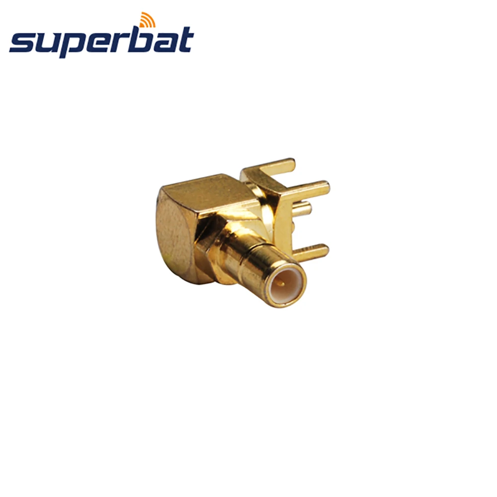 Superbat SMB PCB ชาย Thru Hole ขวามุม Goldplated RF Coaxial Connector