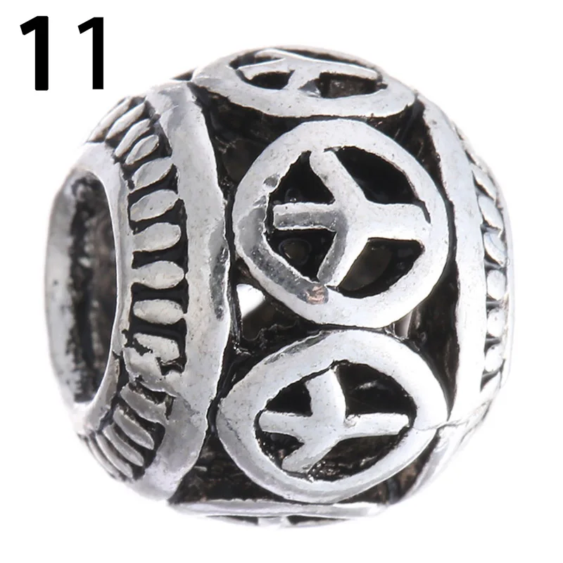 10*12mm Antique Silvercolor Round European  4.3mm Hole Big Hole Beads Spacer Bead for DIY Jewelry Making Charms Bracelet Finding