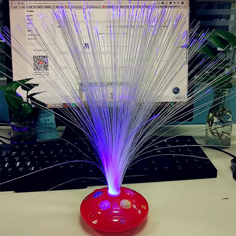 5PCS Creative Color Changing  LED Fiber Optic Flower Lamp Small Holiday Nightlight Home Room Wedding Party Decoration