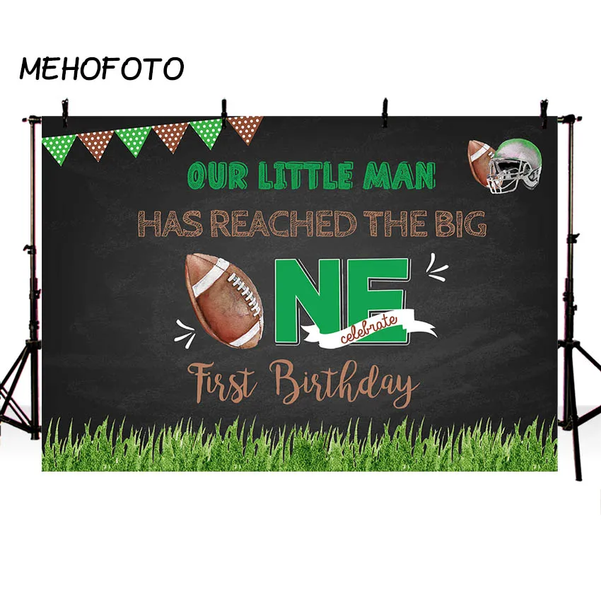 

Football Theme Birthday Backdrop Baby Kids First Party Decorations Banner Custom Photography Background Photo Booth