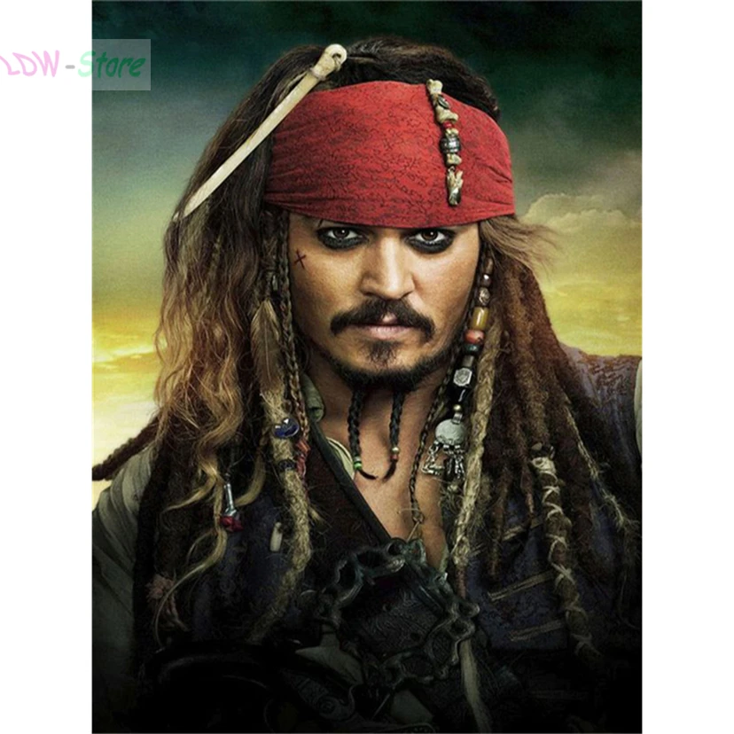 

New DIY 5D Square/round Full Diamond Painting Cross Stitch Diamond Embroidery Pirates of the Caribbean captain Jack WG408