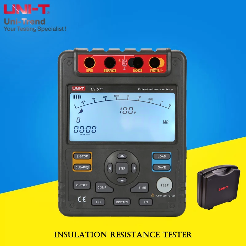 UNI-T UT511 UT512 UT513A جهاز اختبار مقاومة العزل الرقمي المحمول/جهد الإخراج 1000 فولت/2500 فولت/5000 فولت