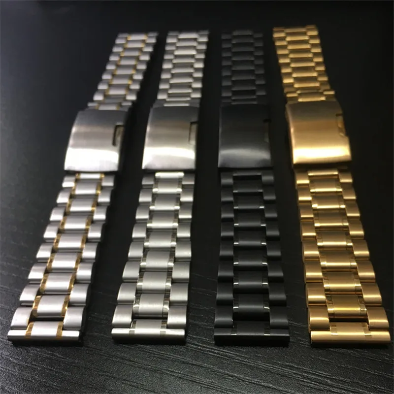 Full Stainless Steel Wristwatch Band For Men Women Watches Bands Straps 14 16 18 19 20 21 22 24 26mm Universal strap