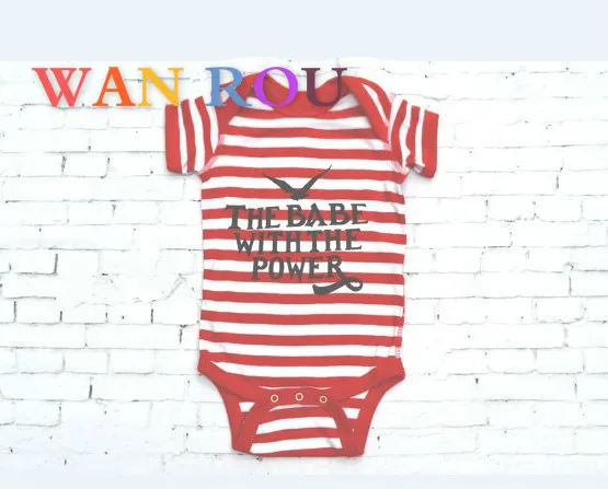 

Newborn Kids Baby Girls Toddler Infant O neck Short Sleeve Red Striped Letter Bodysuit Jumpsuit Playsuits Clothes 0-24 M Clothes