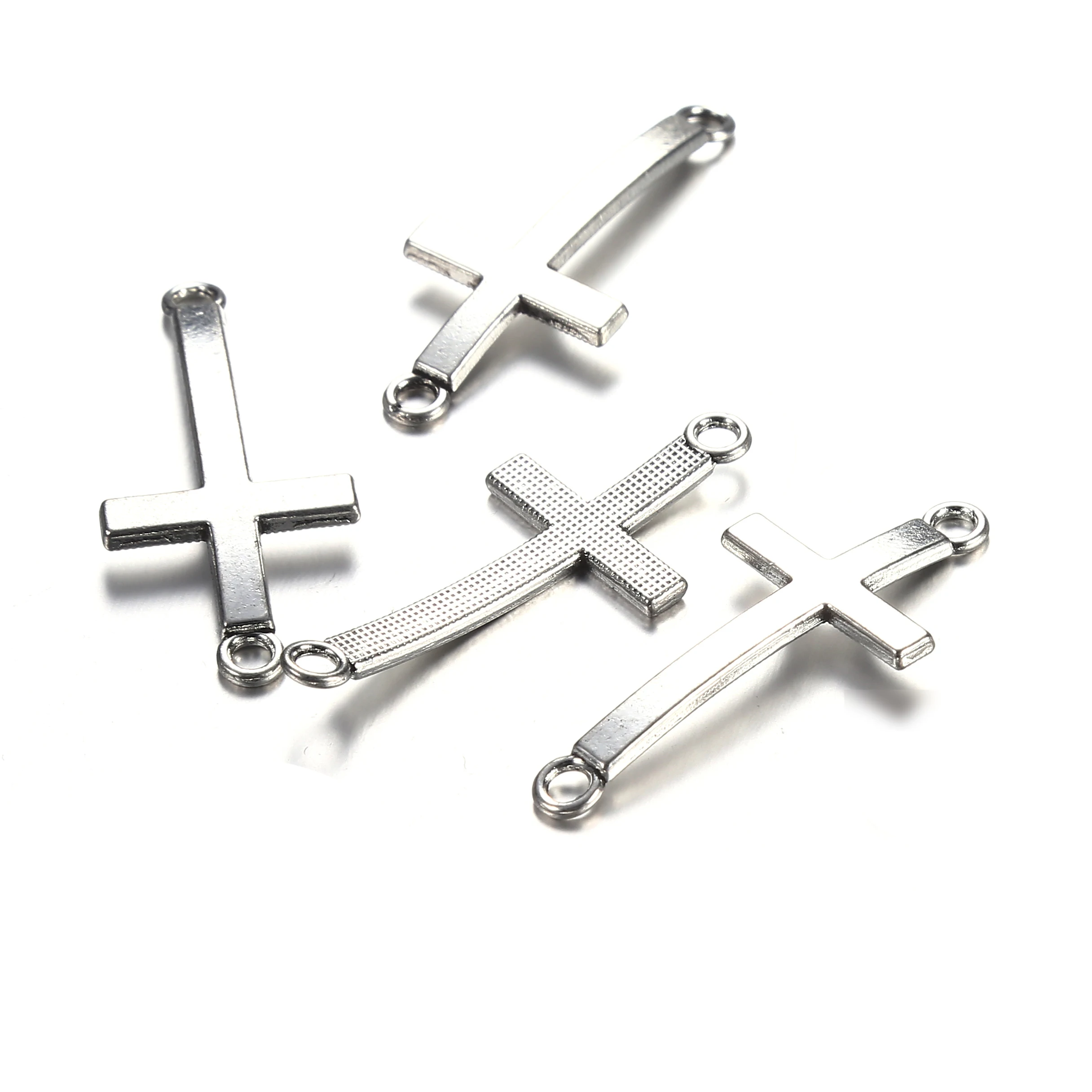 20Pcs/lot Religious Double Hole Cross Pendant Charms For Jewelry Making Bracelet Necklace Pendants Alloy Christian Cross Charms