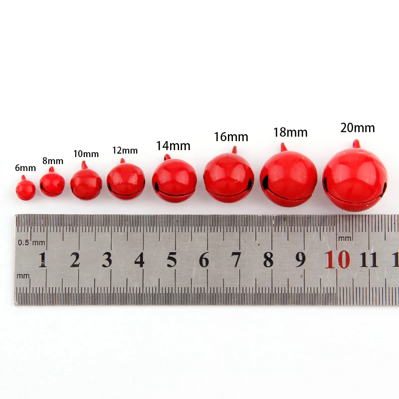 30pcs Red 8/10/12mm  Metal Jingle Bells Loose Beads Festival Party Decoration/Home decoration Accessories/DIY Crafts Souvenirs