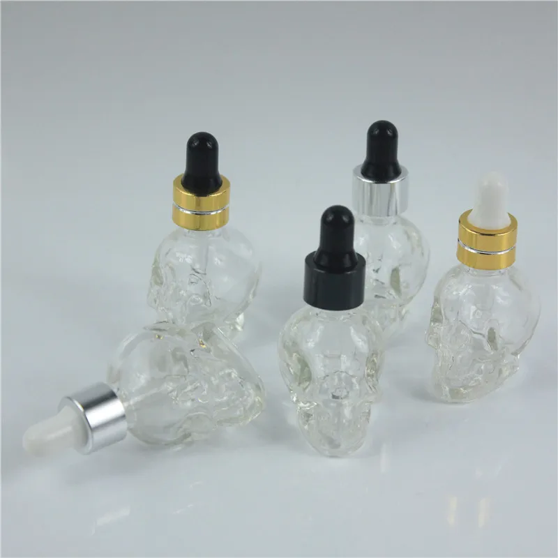 20pcs/lot 8ML Skull Shape Glass Dropper Bottle Glass Eye Dropper Pipette For Essential Oils Aromatherapy Lab Chemicals