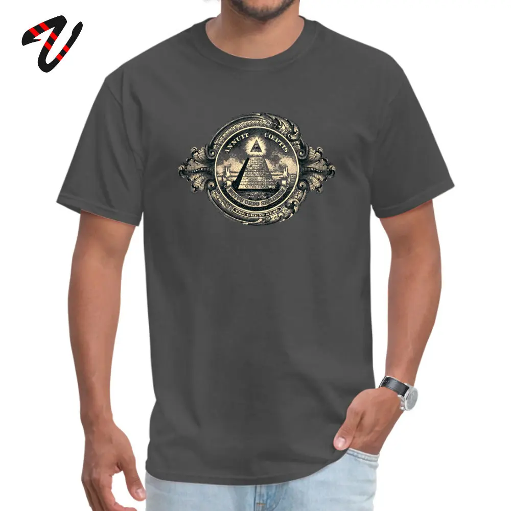 Tops Shirt Cheap O Neck Custom Short Sleeve Laura Koi Man T-shirt All seeing eye pyramid dollar freemason god Printed Tee Shirt