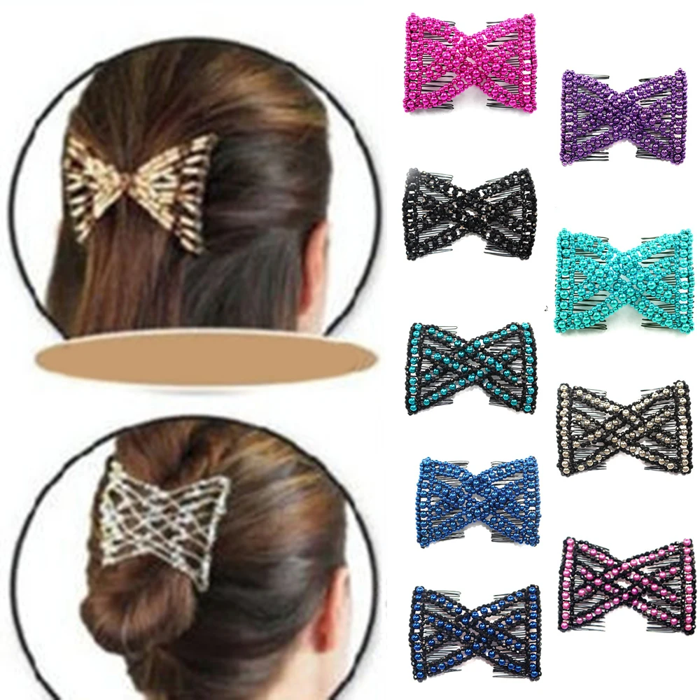 Variety Magic Clips Double Hair Clip Hair Comb Hair Accessories for Women Girl Popular Hairstyles Color Random