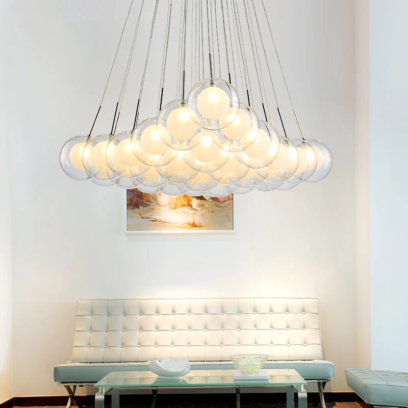 Modern LED Ceiling Chandelier Living Dining Room Children\'s Bedroom Loft Pendant Light Fixtures Glass Ball Bubbles Hanghing Lamp