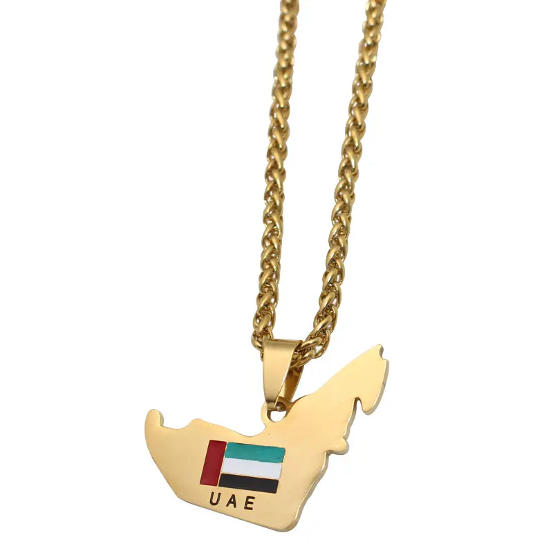 zkd United Arab Emirates map flag stainless steel pendant  necklace , country map  jewelry