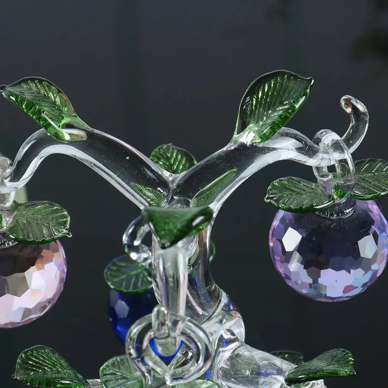 Crystal 6 pcs Apples Tree Figurine Glass Apple Fruit Sculpture Craft Home Table Paperweight Ornament Souvenirs Christmas Decor