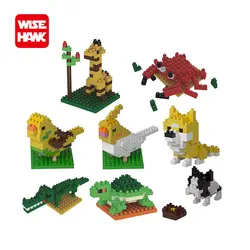 WiseHawk Animal Series Micro Bricks  DIY Toys Set Giraffe Turtle Dog Mini Building Blocks Action Figures 3D Diamond Model