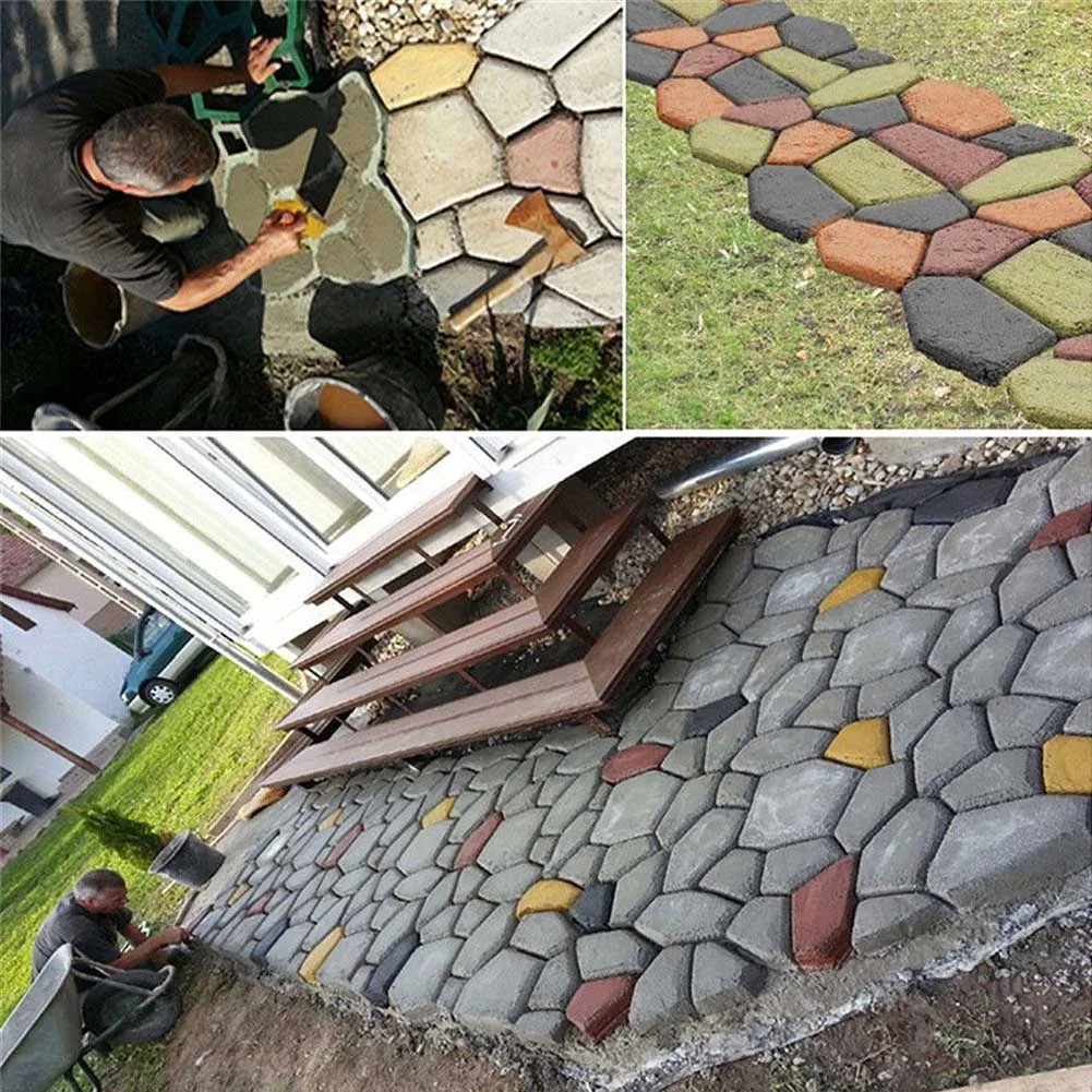 Path Maker Mold Plastic Concrete Molds Reusable DIY Manually Cement Brick Stone Road Garden Buildings Paving Mold Decor Jardin