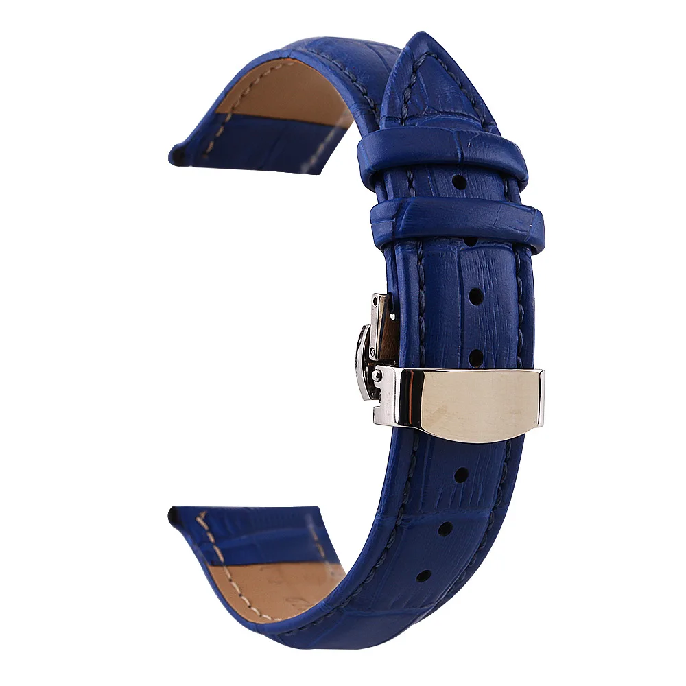 Crocodile Pattern Watchstrap 12 13 14 15 16 17 18 19 20 21 22 24mm Genuine Leather Watch Band Metal Butterfly Buckle Wrist Belt