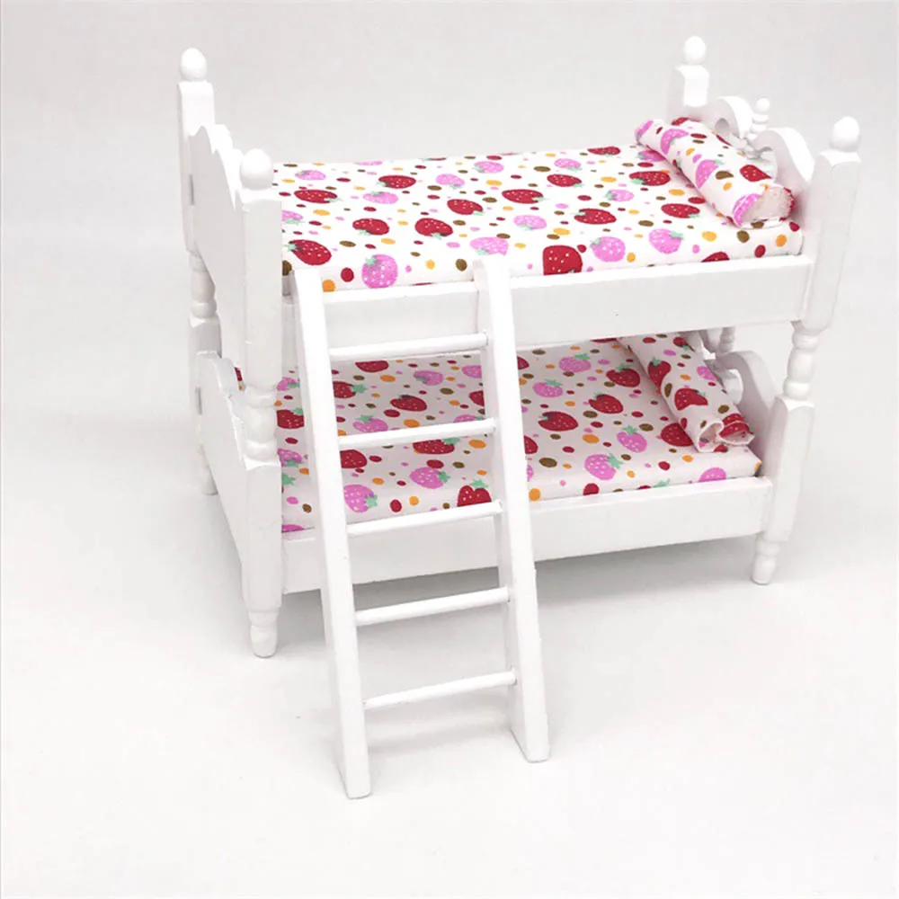 

1/12 Dollhouse Miniature Accessories Mini Wooden Bunk Bed Baby Chair Simulation Furniture Model Toys for Doll House Decoration