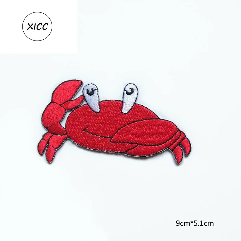 XICC Colorized Sea World Animal Marine Organism Fish Jellyfish Starfish Tortoise Iron On Embroidery Patches Sticker For Clothing