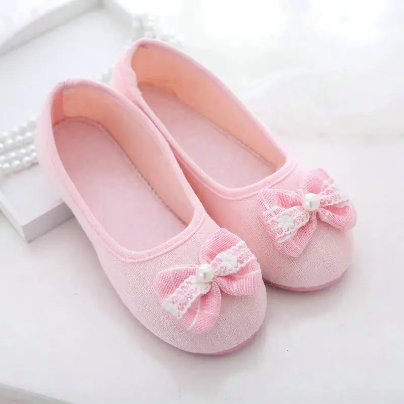 Lovely Bowtie Women Home Slippers For Indoor Bedroom House Soft Bottom Cotton Shoes Adult Guests Flat