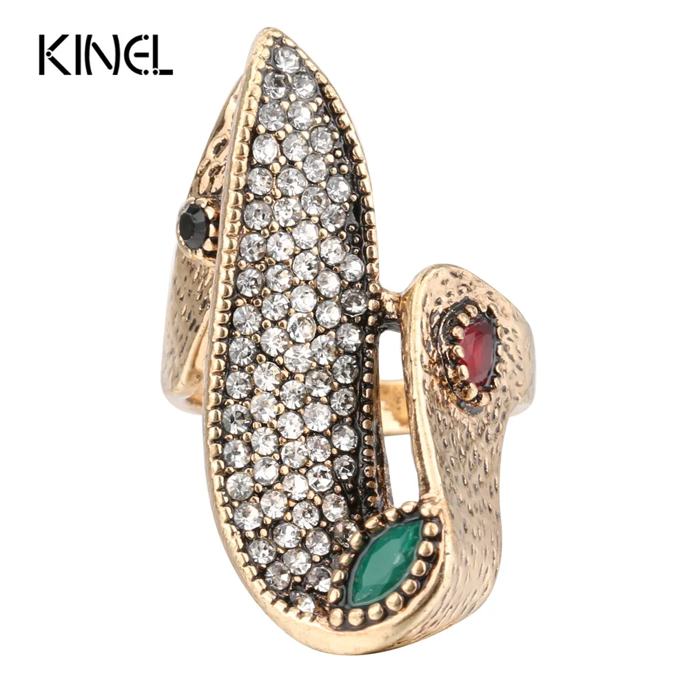 Kinel Unique Rings Fashion Gold Covered 5 Rows Crystal Antique Ring For Women Vintage Party Engagement Jewelry 2017 New