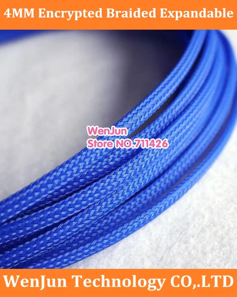 

DIY Blue PET 4MM Encrypted Braided Expandable Sleeving 4MM Snake Skin Network Weave network Shockproof network