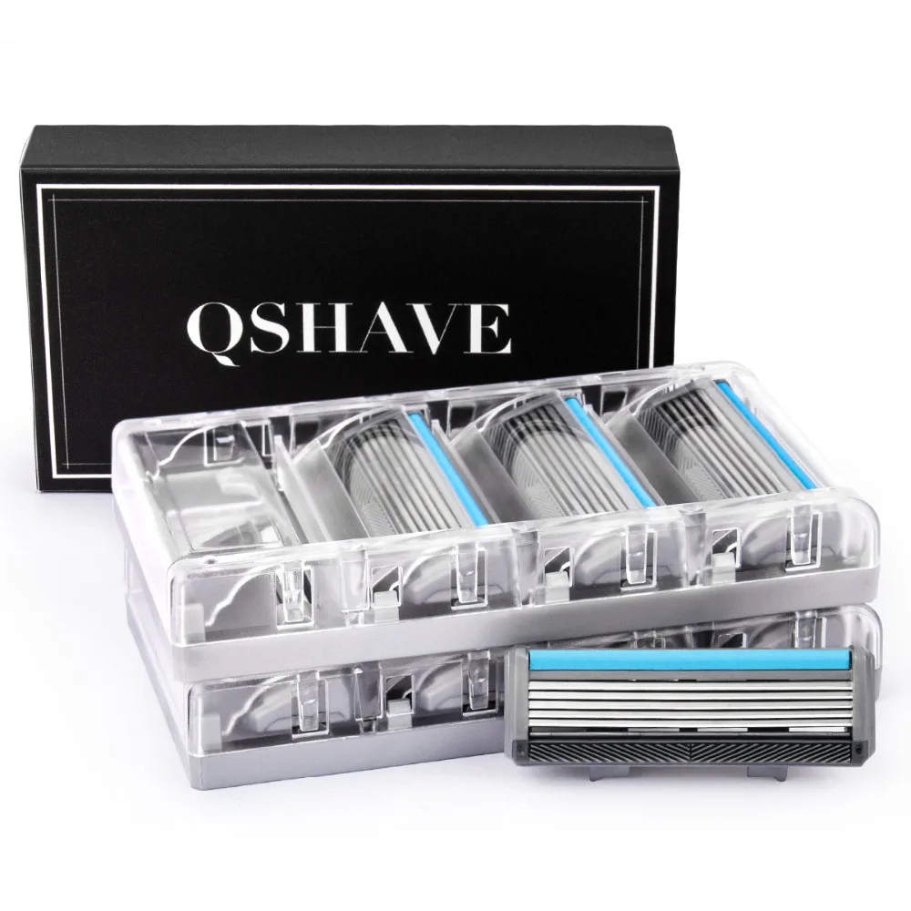 Qshave Black Spider Man Manual Shaving Razor Germany X5 Blade with Trimmer Blade, 4 & 8 &16 Cartridges Choice