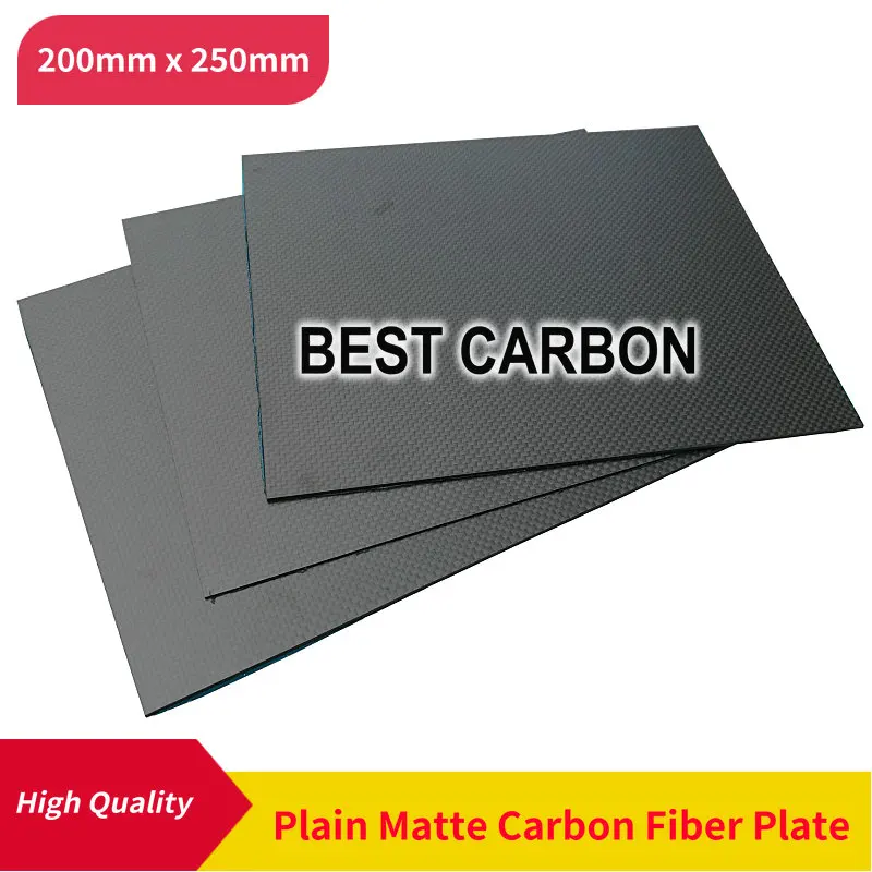 Free Shipping 200mm x 250mm 3K Plain Matte 100% Carbon Fiber Plate, laminate plate, rigid plate , car board , rc plane plate