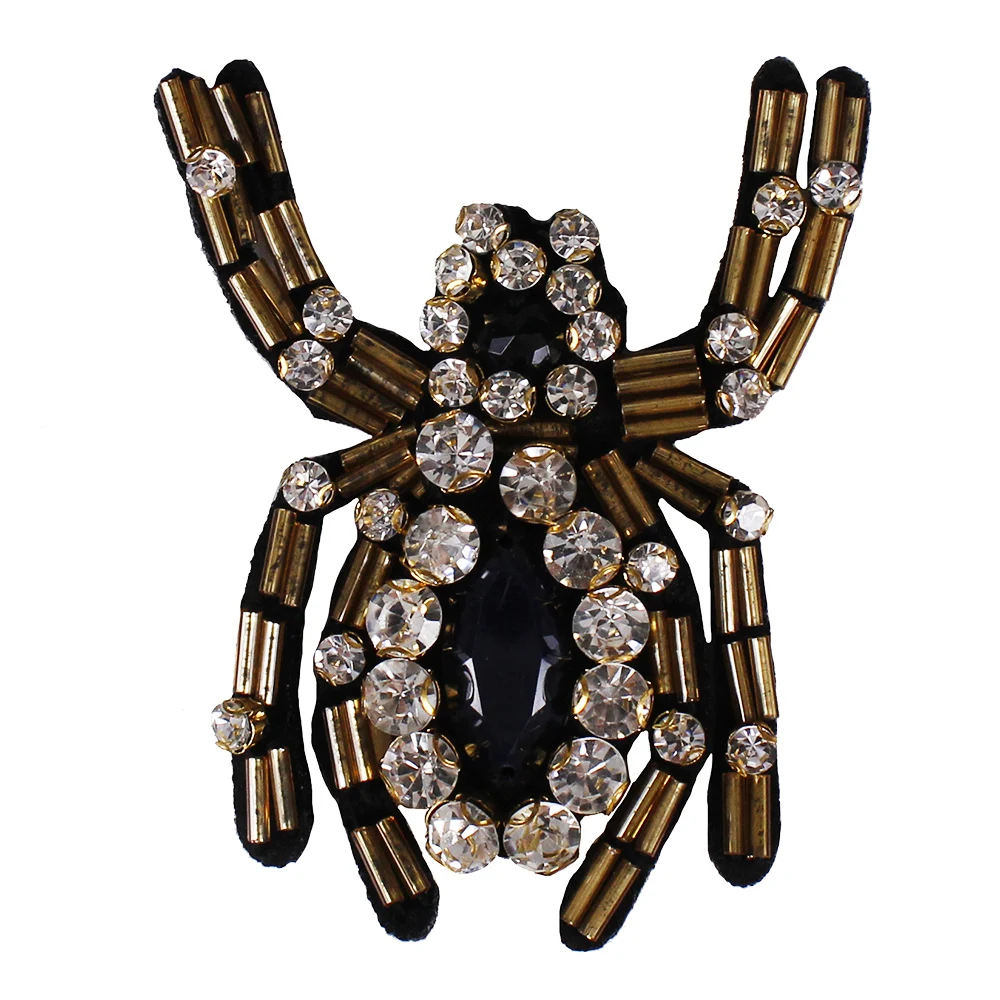 10pieces Craft Spider Beaded Rhinestones Patches Sew on Applique for Shoes Bags Garment DIY Decorated TH645