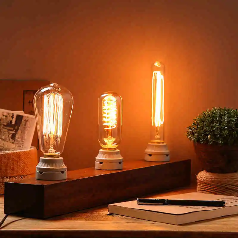 Imagem -05 - Karwen Vintage Retro Edison Lâmpada St64 Lâmpada Incandescente 220v E27 40w Decorativa Edison Filamento Lâmpada Peças