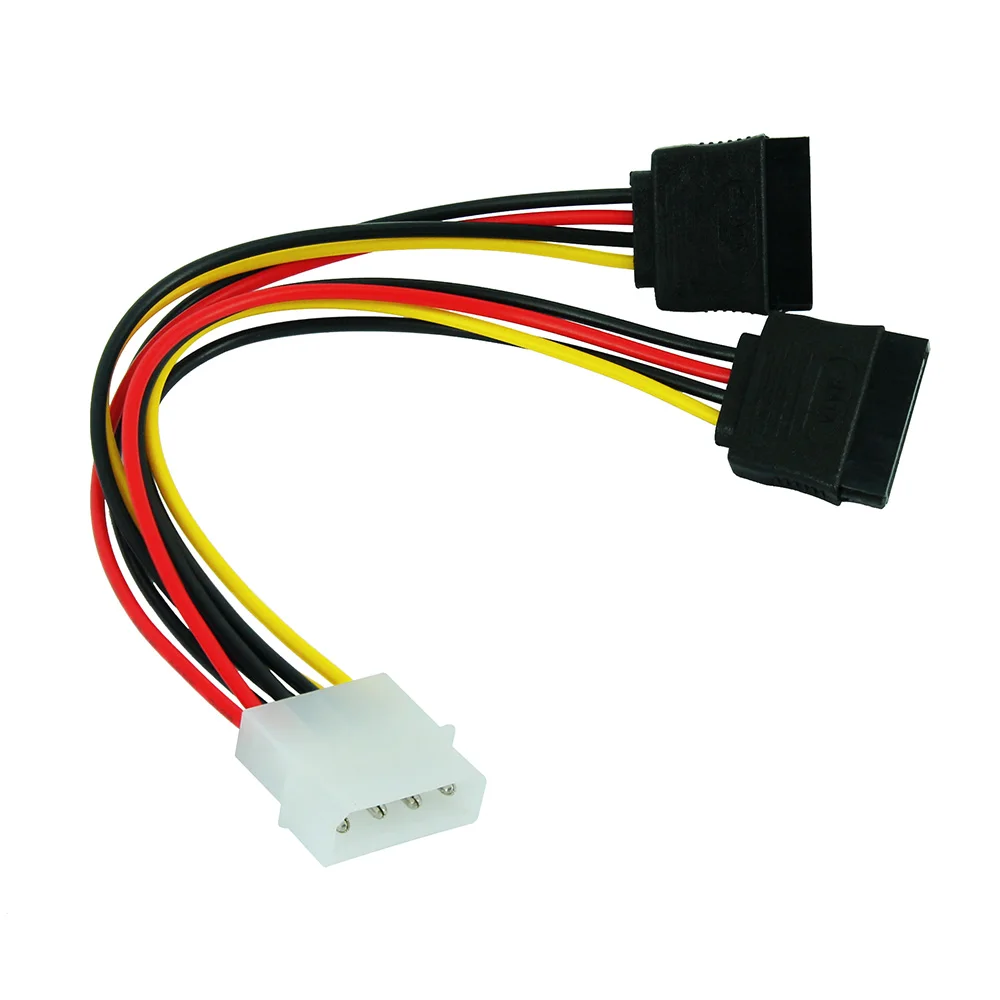 Câble répartiteur en Y pour alimentation du disque dur, câble d'alimentation pour ordinateur, adaptateur de fil, 4 broches, Molex mâle, touriste, ATA SATA 2 femelle
