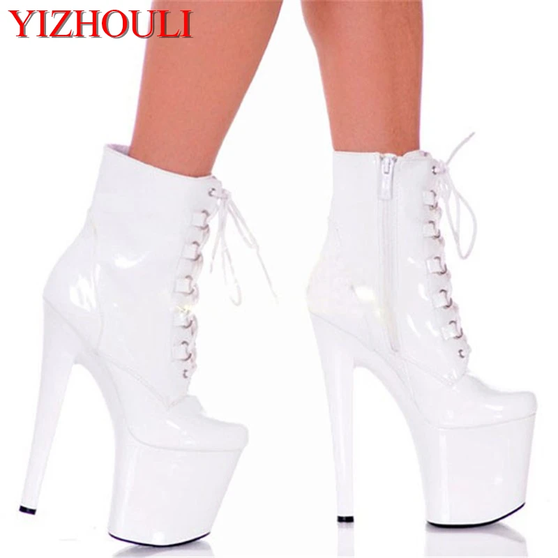 

Hot selling women ankle boots 8 inch high heel plateform Round toe fashion shoes 20cm strappy classic short motorcycle boots