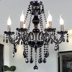 New Modern Black crystal chandeliers lighting for Livingroom Bedroom indoor lamp K9 crystal lustres de teto ceiling chandelier