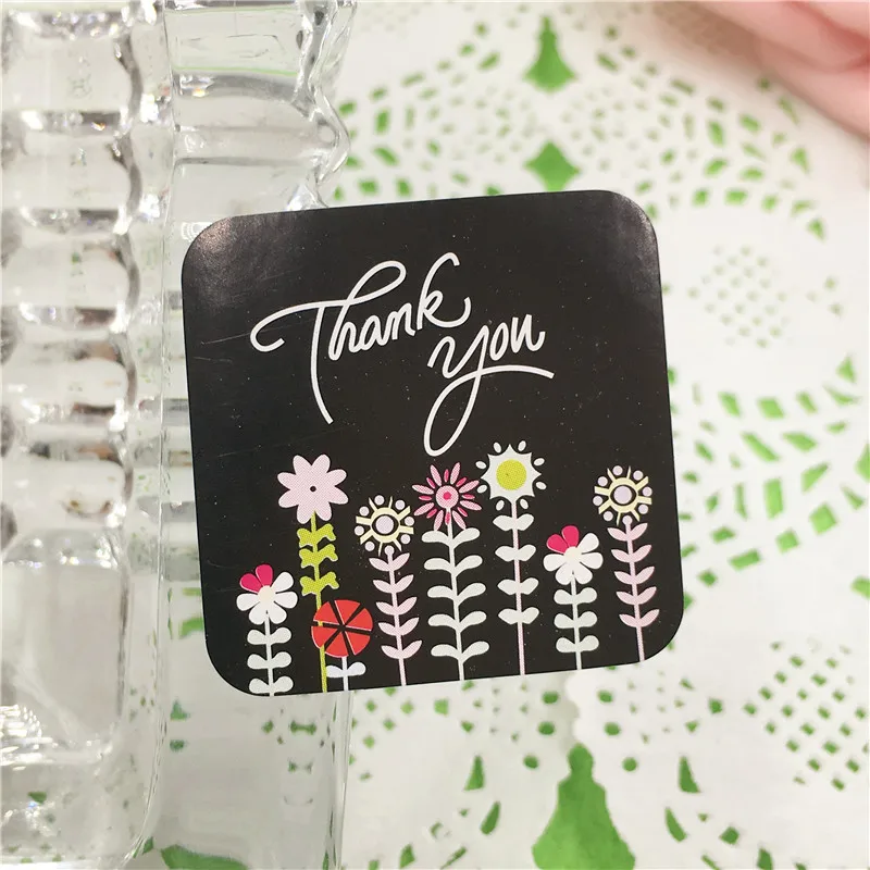 5000Pcs/Lot Fashion Square Paper Printed Thank you Labels Sealing Stickers Packaging For Jewelry Box Gift Car Sticker