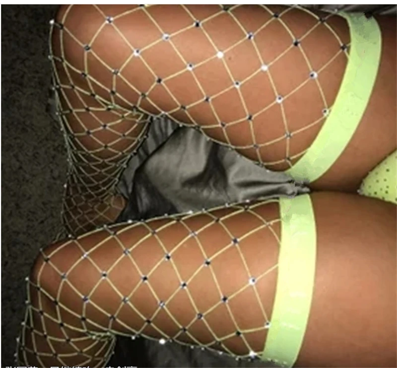 New Sexy Ladies Fashion Women Fishnet Net Mesh Stockings Crystal Rhinestone Pantyhose