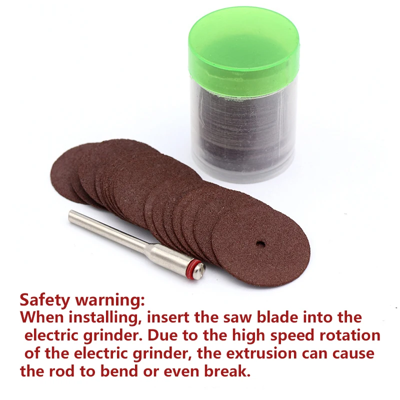 36pc 23mm Resin Cutting Wheel Disc + 1pc Rod Cutting Circular Saw Blade Electric Grinding Accessories Rotary Tool For Wood Metal