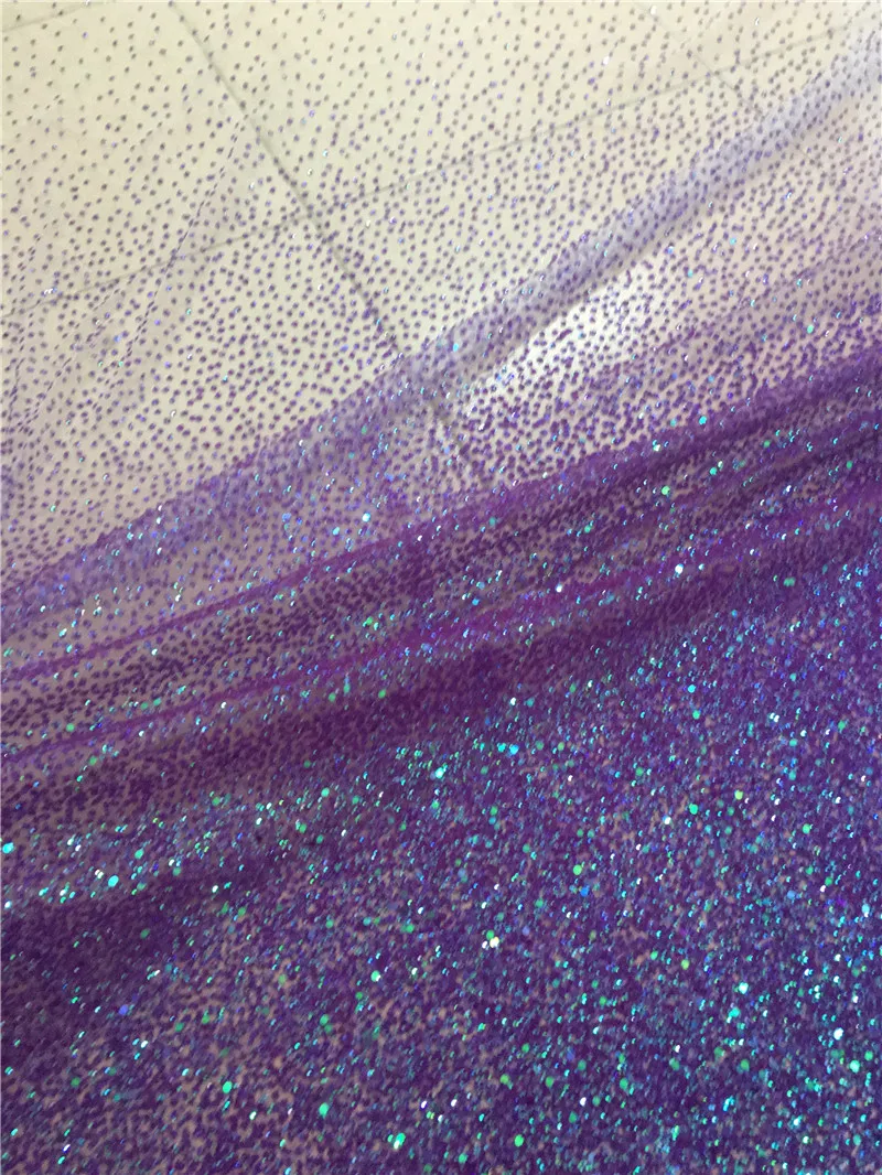 

sparkly H-1946 glued glitter african Tulle lace for party dress with purple glitter lace fabric for wedding decoration