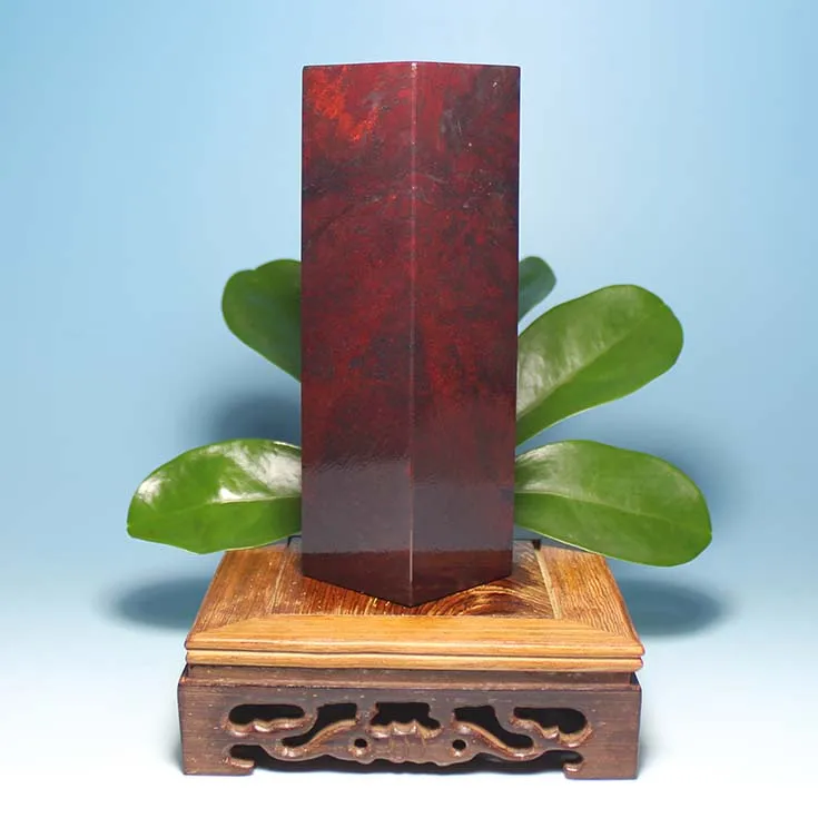 Guilin natural soapstone big black stamp seal red jasper jade ornaments business gifts original stone