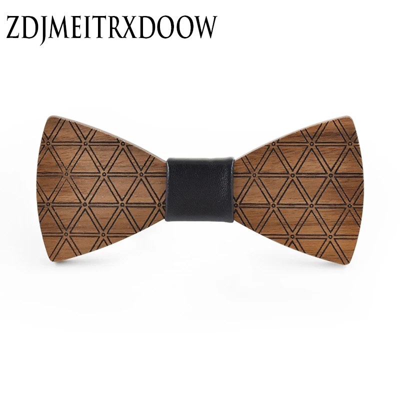 2017 Brand new design triangle printed wooden bow tie fashion originality original wooden bow tie suit shirt wedding wooden bow