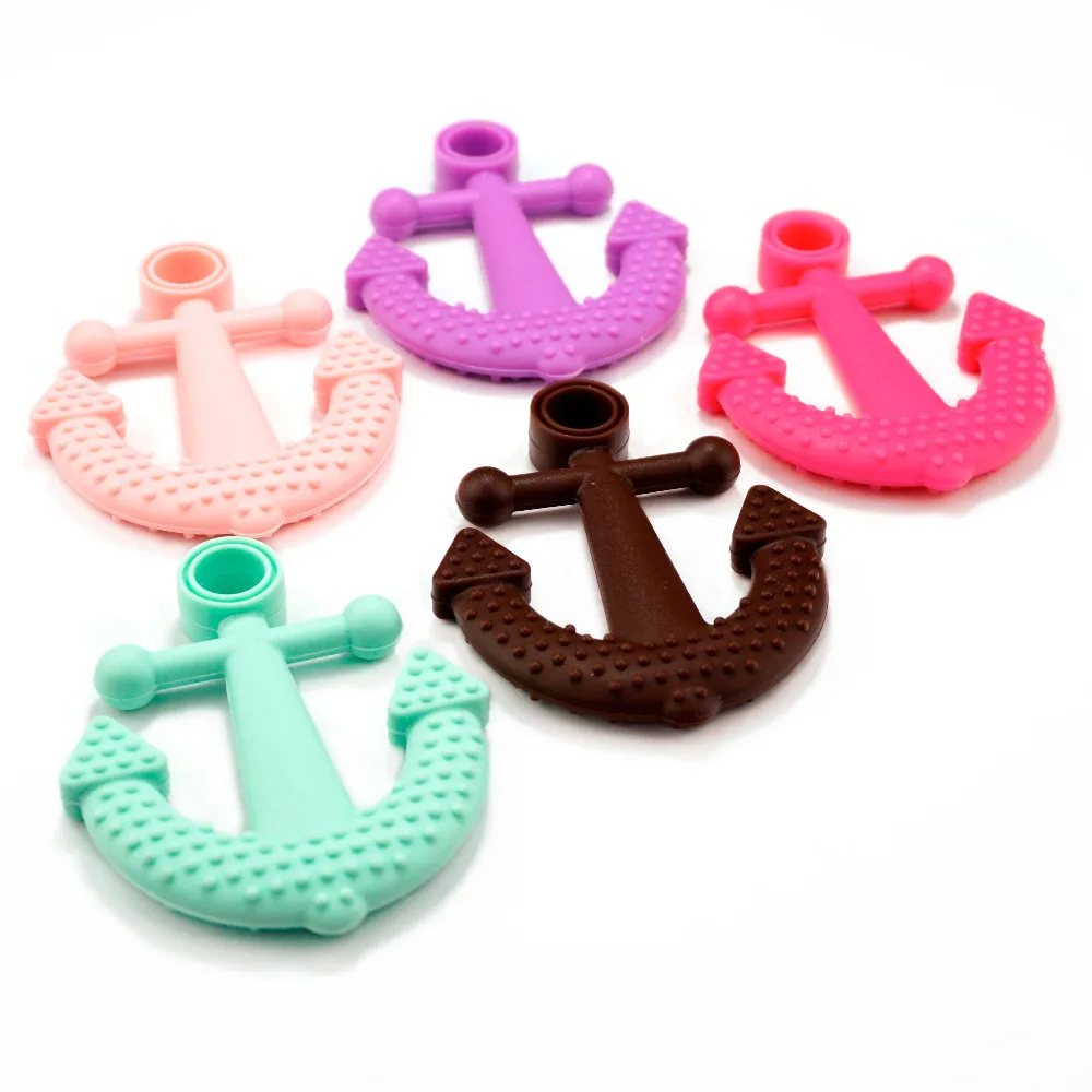 2pcs/lot Silicone Anchor Teether Soft BPA Free Teething Beads Pacifier Necklace Pendant Nursing Jewelry Crafts Toy Accessories