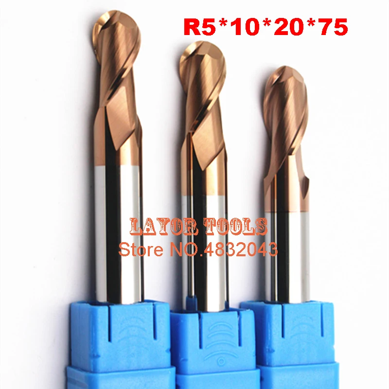 R5*10*20*75 Carbide ball nose end mill ,cnc controller spindle carbide,milling cutter R5.0 ,the lathe tool,CNC milling tools