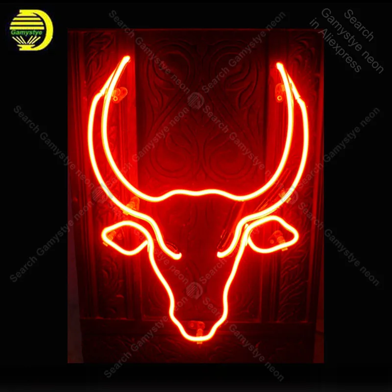 Neon Sign for Bull cow Neon Bulb sign handcraft Signboard Recreation Hotel Restaurant Neon light bulb sign Light up wall Lamps