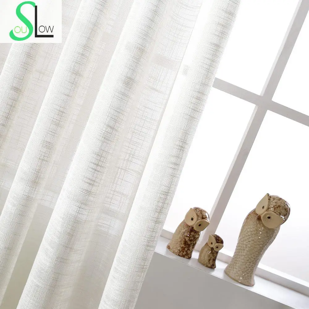 White Cotton Texture American Country Style Decorative Cloth Curtain French Tulle Curtains For Living Room Cortinas Sheer Tulle