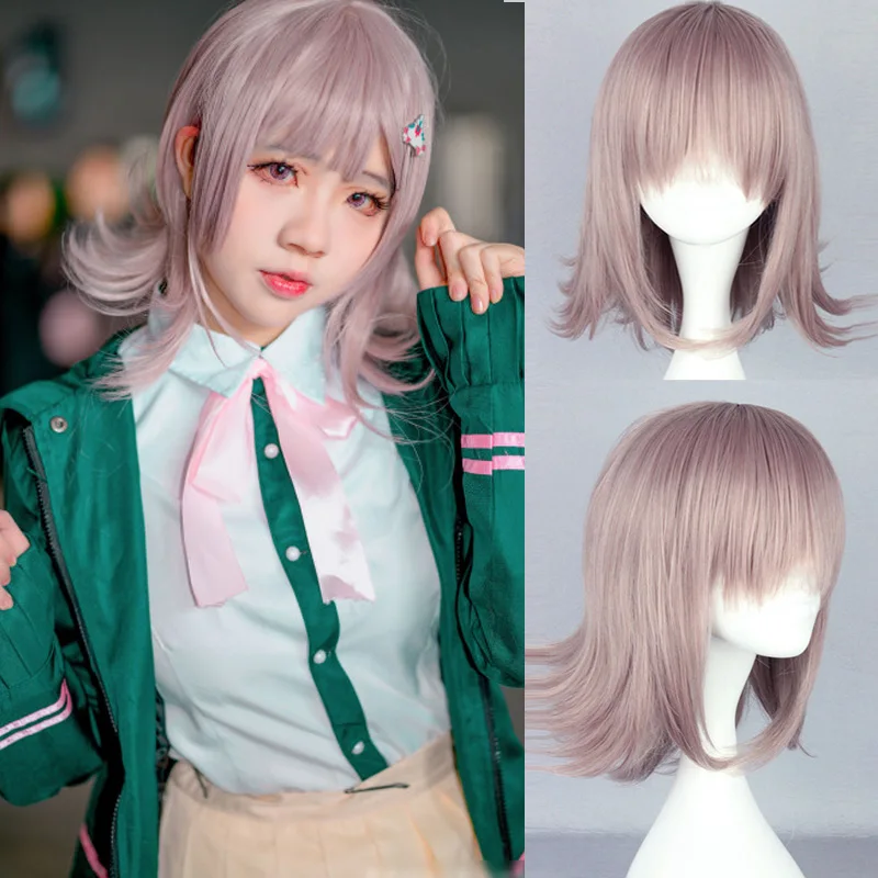 Super DanganRonpa Nanami ChiaKi Wig Cosplay Costume Dangan Ronpa Heat Resistant Synthetic Hair Women Wigs With Hairclip