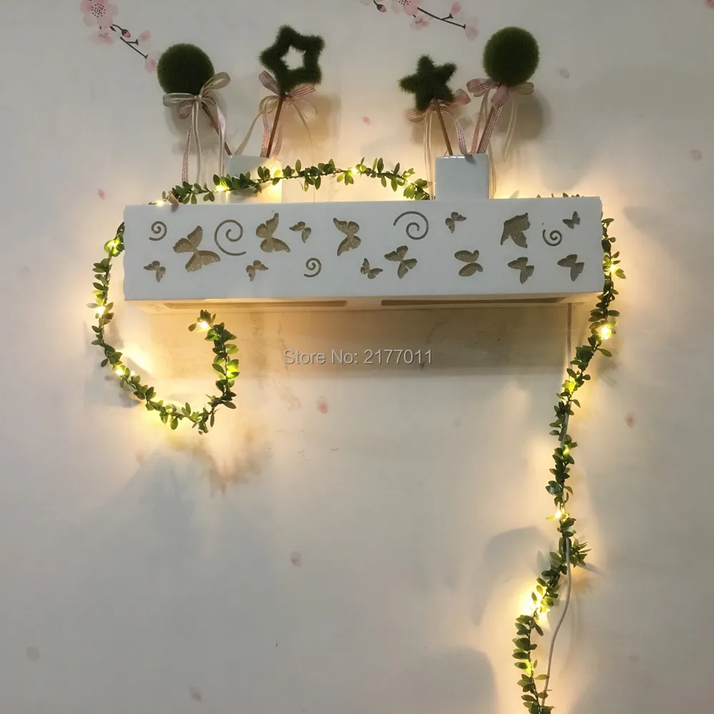 IP65 Handmade 5M 50 LED leaf garland battery operate Copper LED fairy string lights for Xmas wedding decoration holiday lighting